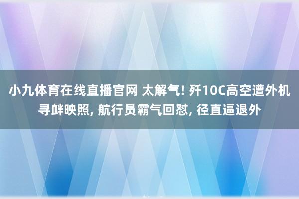 小九体育在线直播官网 太解气! 歼10C高空遭外机寻衅映照, 航行员霸气回怼, 径直逼退外
