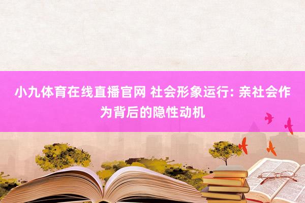 小九体育在线直播官网 社会形象运行: 亲社会作为背后的隐性动机