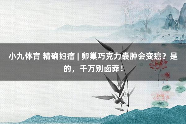 小九体育 精确妇瘤 | 卵巢巧克力囊肿会变癌？是的，千万别卤莽！
