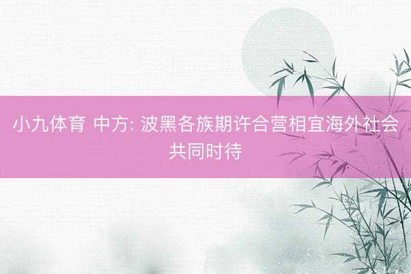 小九体育 中方: 波黑各族期许合营相宜海外社会共同时待