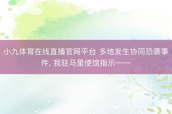 小九体育在线直播官网平台 多地发生协同恐袭事件， 我驻马里使馆指示——