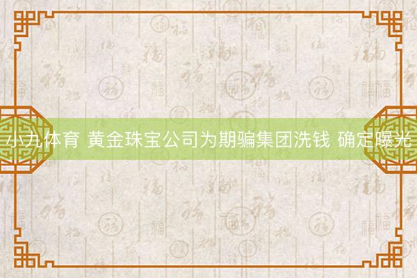 小九体育 黄金珠宝公司为期骗集团洗钱 确定曝光