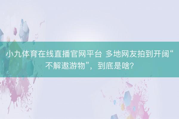 小九体育在线直播官网平台 多地网友拍到开阔“不解遨游物”，到底是啥？