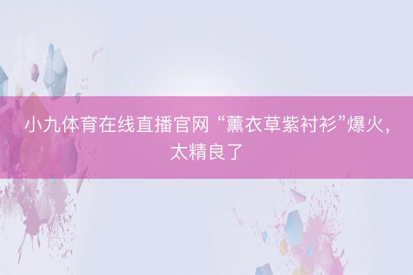 小九体育在线直播官网 “薰衣草紫衬衫”爆火，太精良了