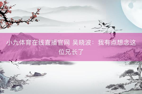 小九体育在线直播官网 吴晓波：我有点想念这位兄长了