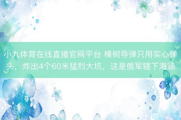 小九体育在线直播官网平台 榛树导弹只用实心弹头，炸出4个60米猛烈大坑，这是俄军辖下海涵