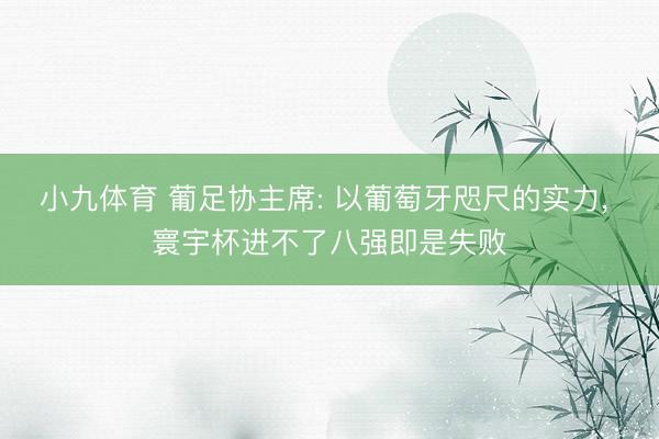 小九体育 葡足协主席: 以葡萄牙咫尺的实力， 寰宇杯进不了八强即是失败