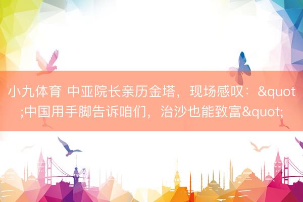 小九体育 中亚院长亲历金塔，现场感叹："中国用手脚告诉咱们，治沙也能致富"