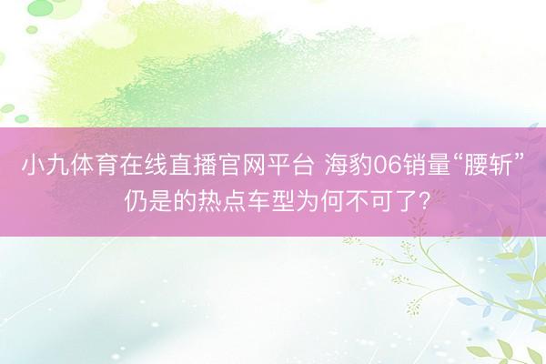 小九体育在线直播官网平台 海豹06销量“腰斩” 仍是的热点车型为何不可了？