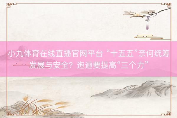 小九体育在线直播官网平台 “十五五”奈何统筹发展与安全？迤逦要提高“三个力”