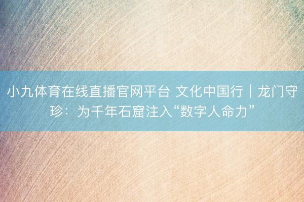 小九体育在线直播官网平台 文化中国行｜龙门守珍：为千年石窟注入“数字人命力”