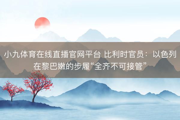小九体育在线直播官网平台 比利时官员：以色列在黎巴嫩的步履“全齐不可接管”