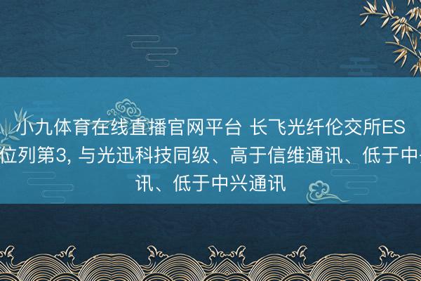 小九体育在线直播官网平台 长飞光纤伦交所ESG评级位列第3， 与光迅科技同级、高于信维通讯、低于中兴通讯