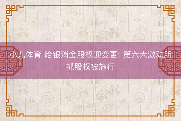 小九体育 哈银消金股权迎变更! 第六大激动所抓股权被施行