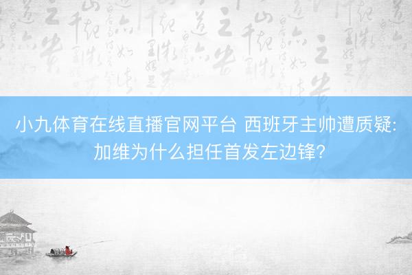 小九体育在线直播官网平台 西班牙主帅遭质疑: 加维为什么担任首发左边锋?
