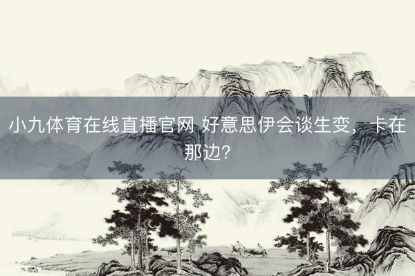 小九体育在线直播官网 好意思伊会谈生变,卡在那边?