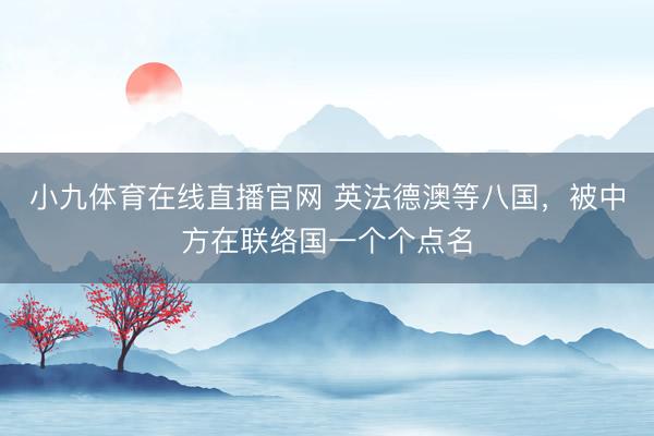 小九体育在线直播官网 英法德澳等八国，被中方在联络国一个个点名